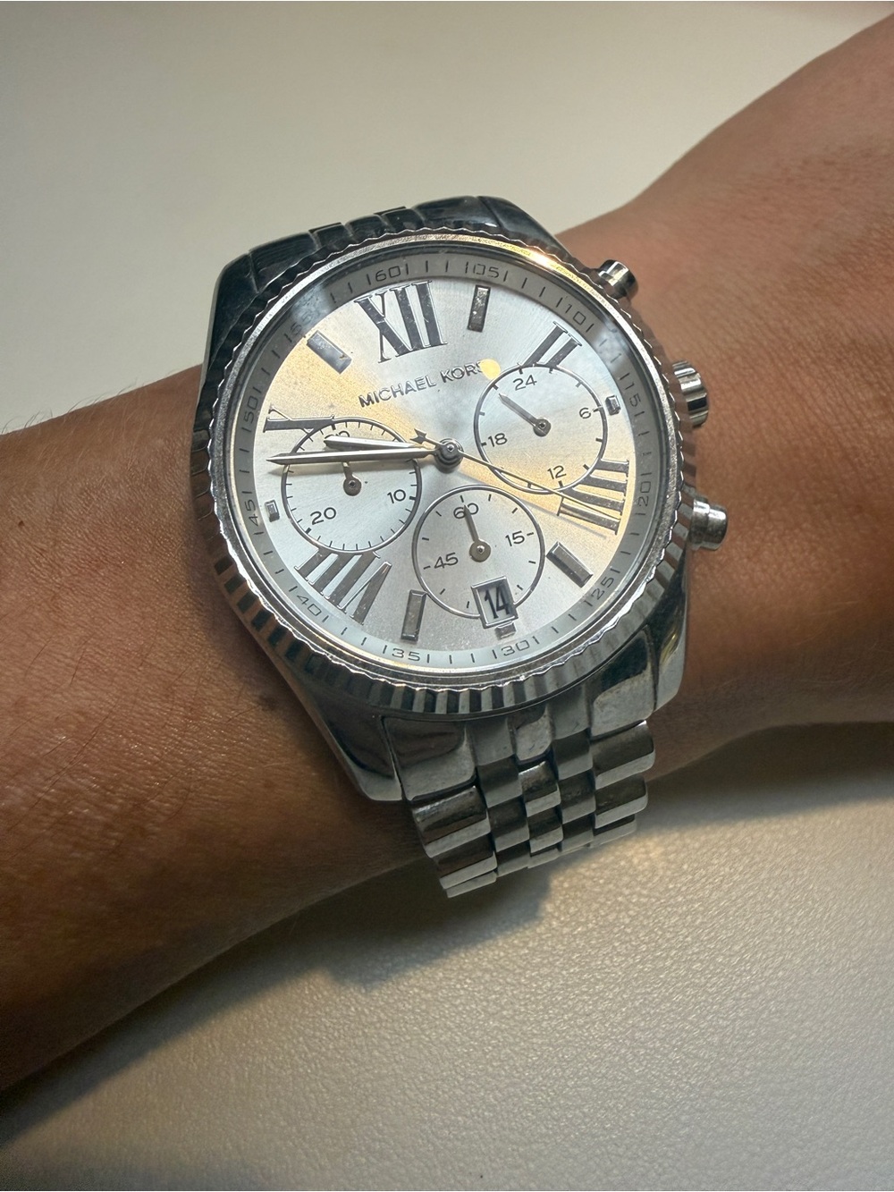 Michael Kors Silver-Tone Chronograph Lexington Watch | NWT